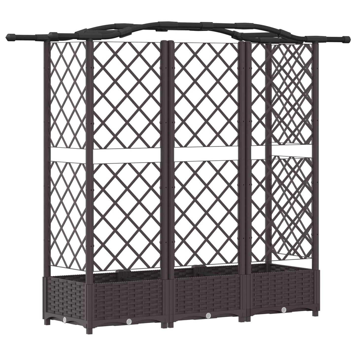 Hevet Bed med Trellis og Tak Brun 163 x 40 x 126 cm PP