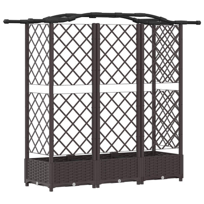 Hevet Bed med Trellis og Tak Brun 163 x 40 x 126 cm PP