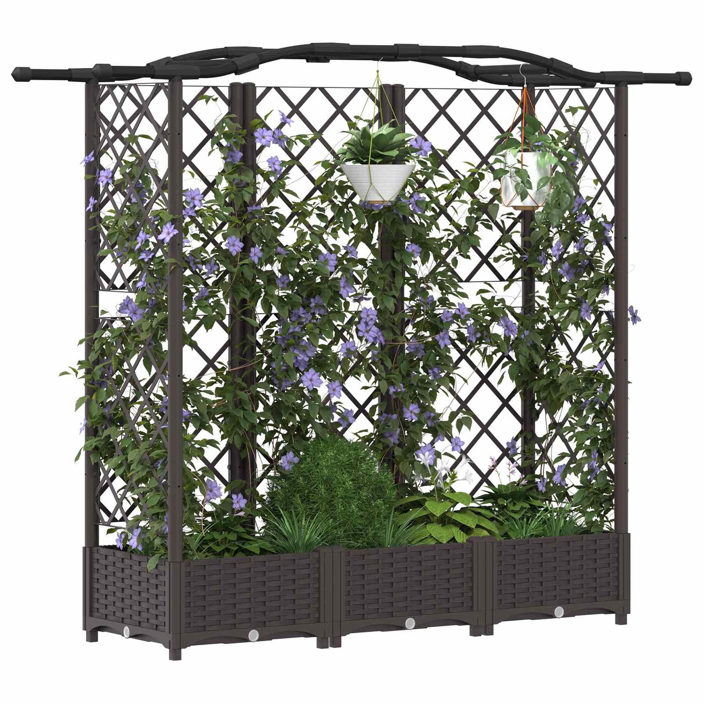 Hevet Bed med Trellis og Tak Brun 163 x 40 x 126 cm PP