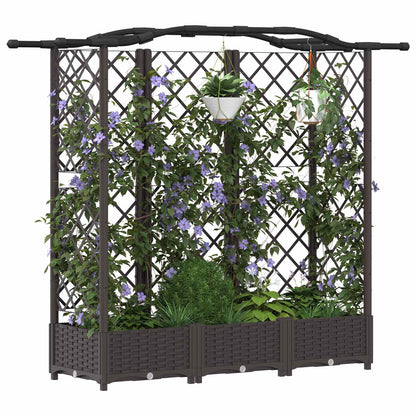 Hevet Bed med Trellis og Tak Brun 163 x 40 x 126 cm PP