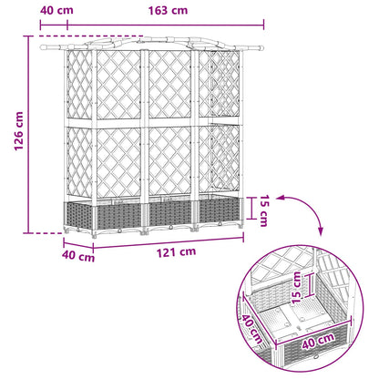 Hevet Bed med Trellis og Tak Brun 163 x 40 x 126 cm PP