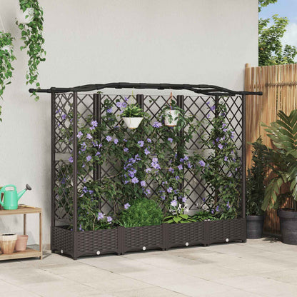 Hevet Bed med Trellis og Tak Brun 203,5 x 40 x 125 cm PP