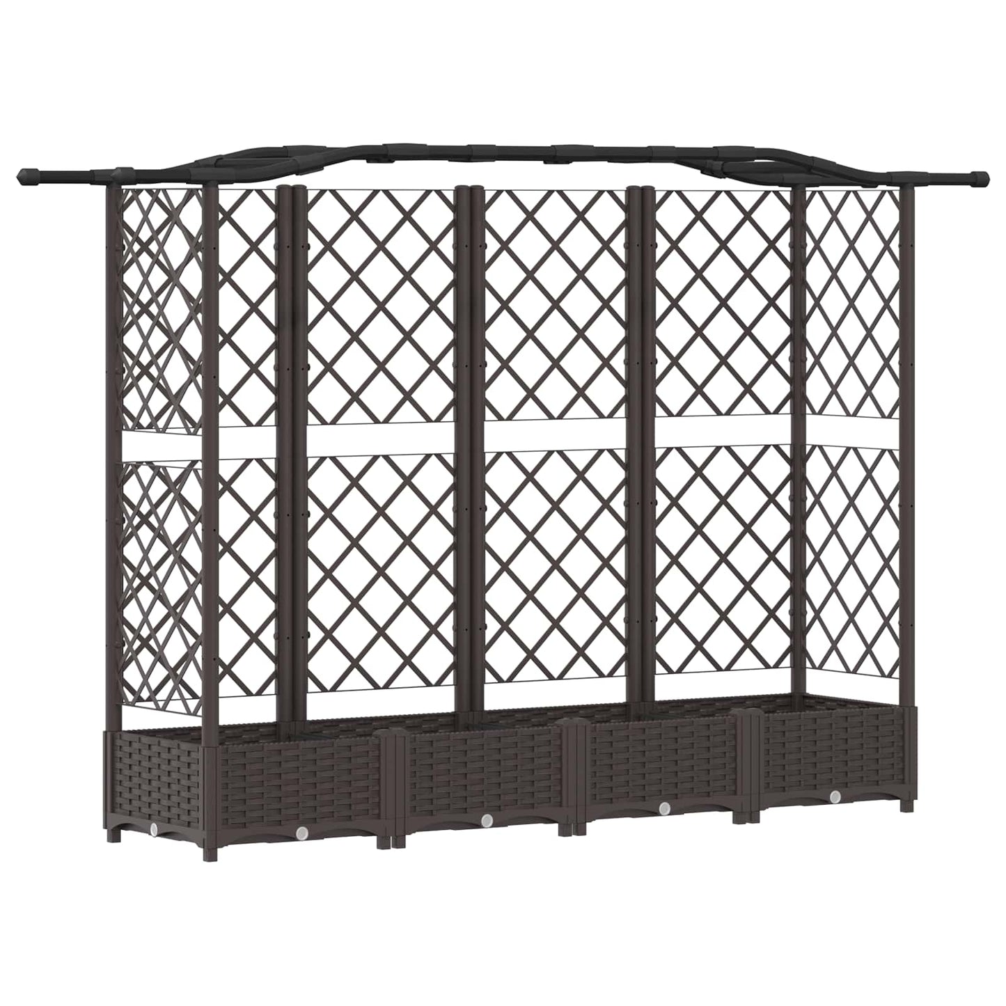 Hevet Bed med Trellis og Tak Brun 203,5 x 40 x 125 cm PP