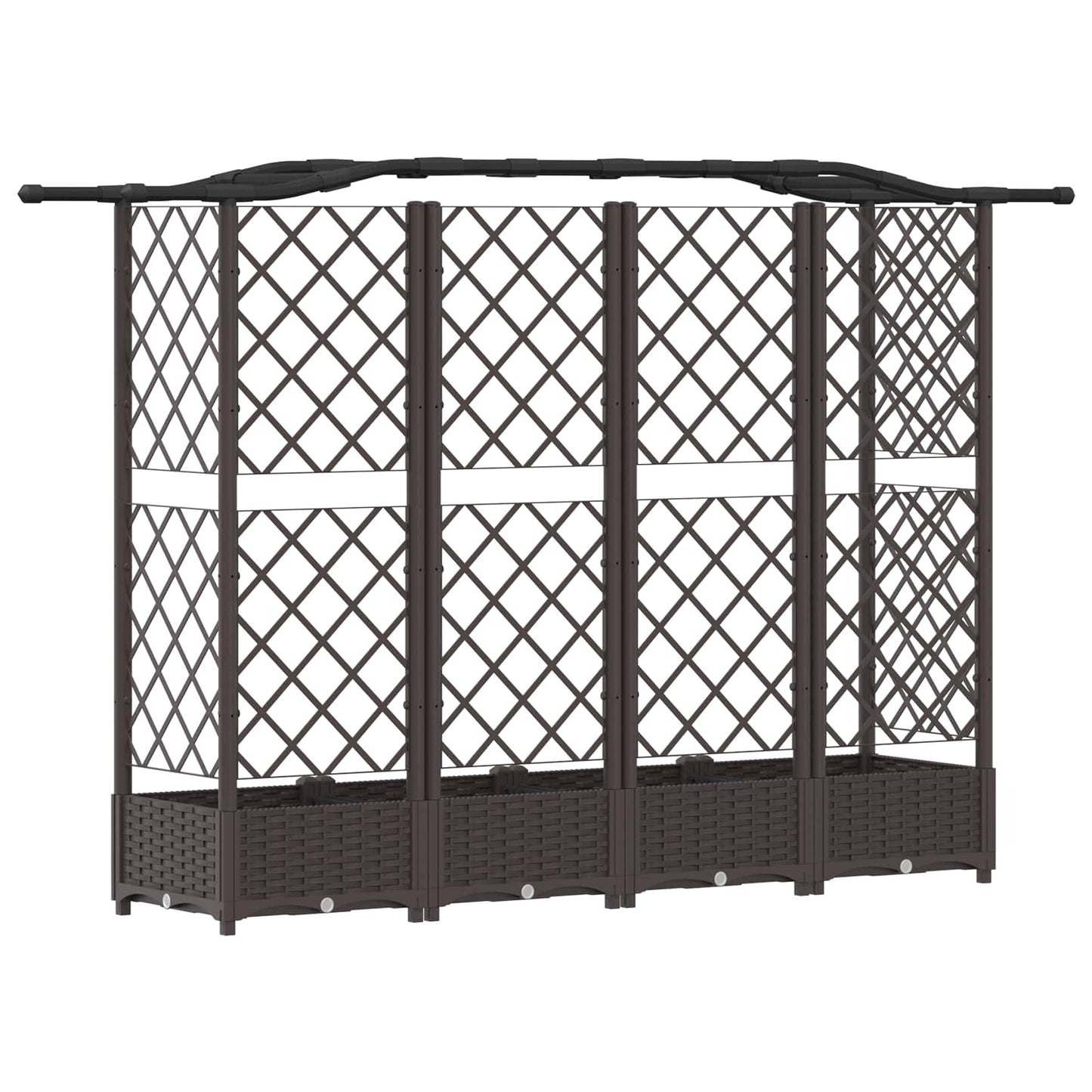 Hevet Bed med Trellis og Tak Brun 203,5 x 40 x 125 cm PP