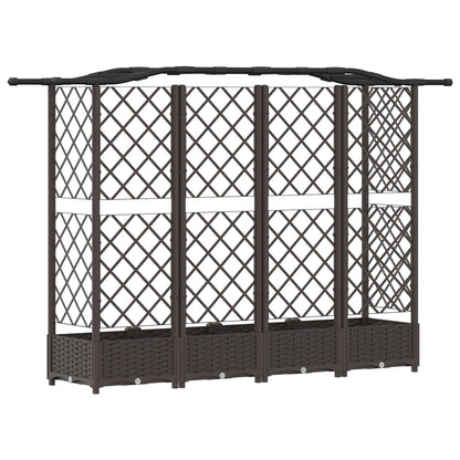 Hevet Bed med Trellis og Tak Brun 203,5 x 40 x 125 cm PP