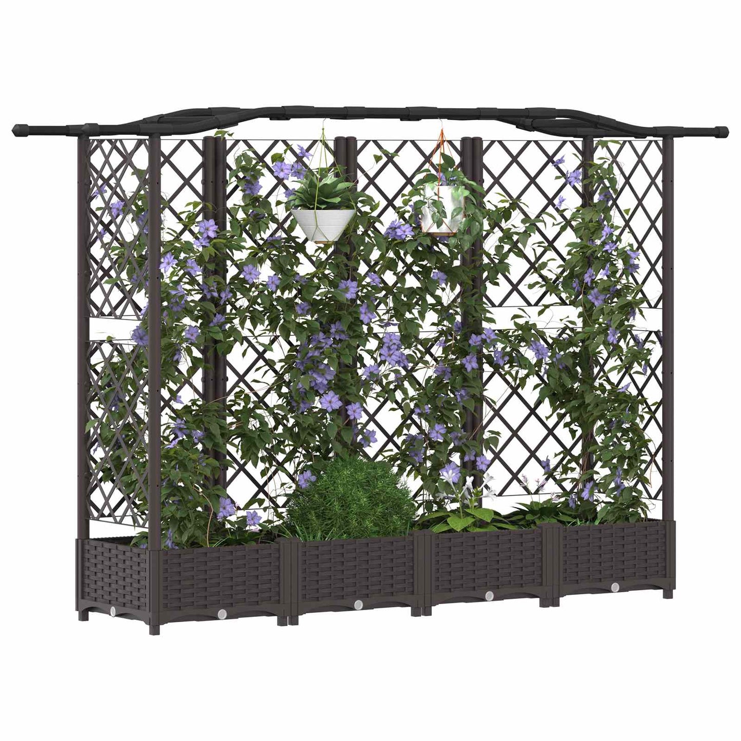 Hevet Bed med Trellis og Tak Brun 203,5 x 40 x 125 cm PP
