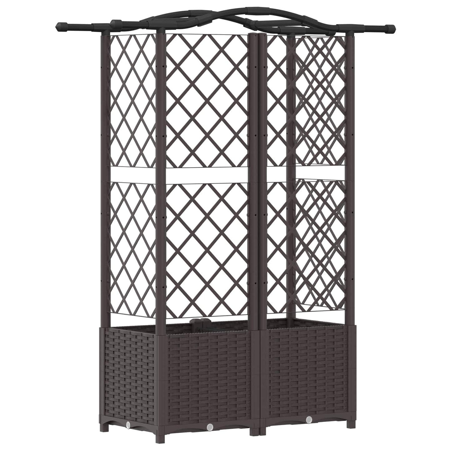 Hevet Bed med Trellis og Tak Brun 122 x 40 x 141 cm PP