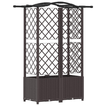 Hevet Bed med Trellis og Tak Brun 122 x 40 x 141 cm PP