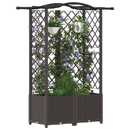 Hevet Bed med Trellis og Tak Brun 122 x 40 x 141 cm PP