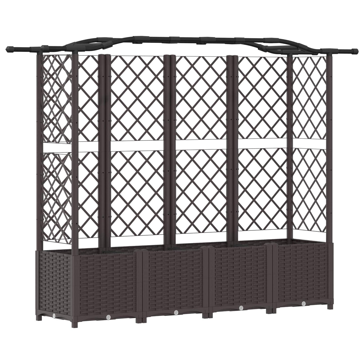 Hevet Bed med Trellis og Tak Brun 204 x 40 x 141 cm PP