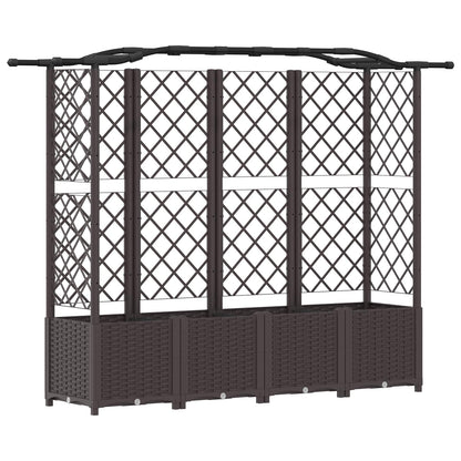 Hevet Bed med Trellis og Tak Brun 204 x 40 x 141 cm PP