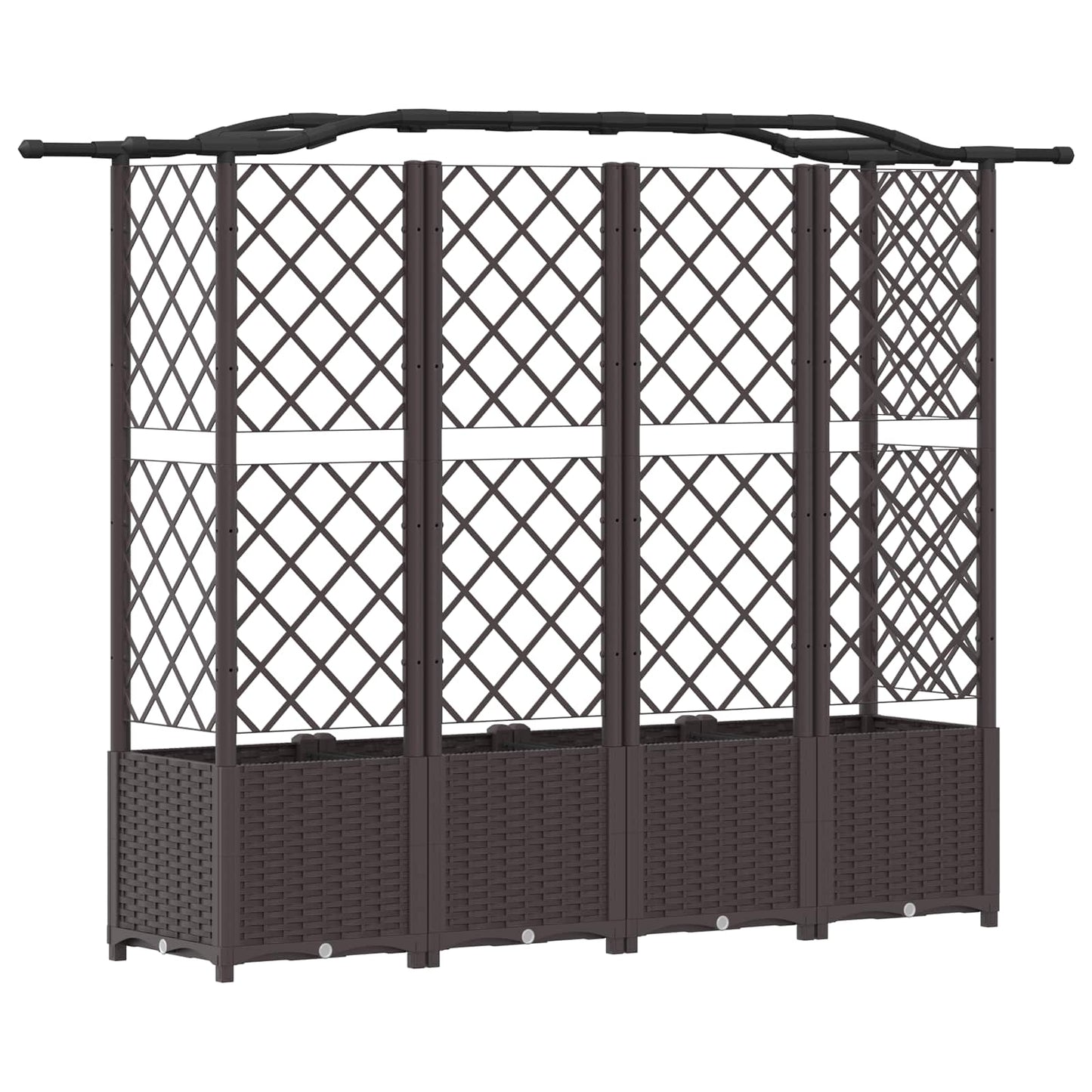 Hevet Bed med Trellis og Tak Brun 204 x 40 x 141 cm PP