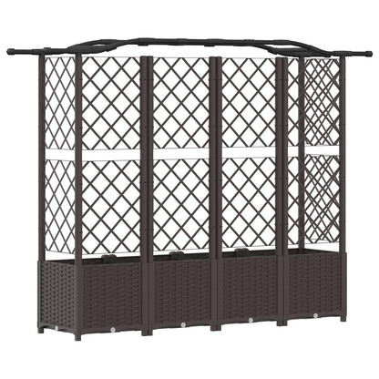Hevet Bed med Trellis og Tak Brun 204 x 40 x 141 cm PP