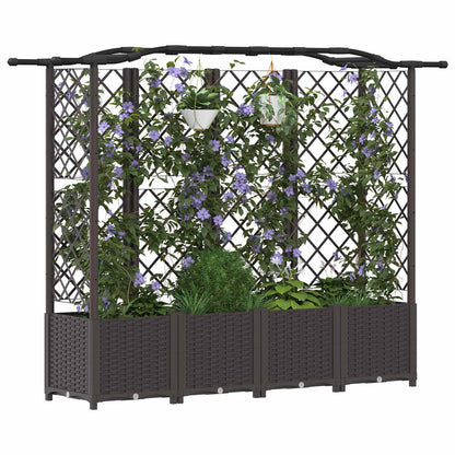 Hevet Bed med Trellis og Tak Brun 204 x 40 x 141 cm PP