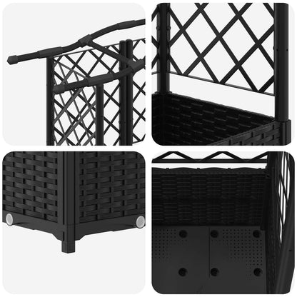 Hevet Bed med Trellis og Tak Svart 122 x 40 x 141 cm PP