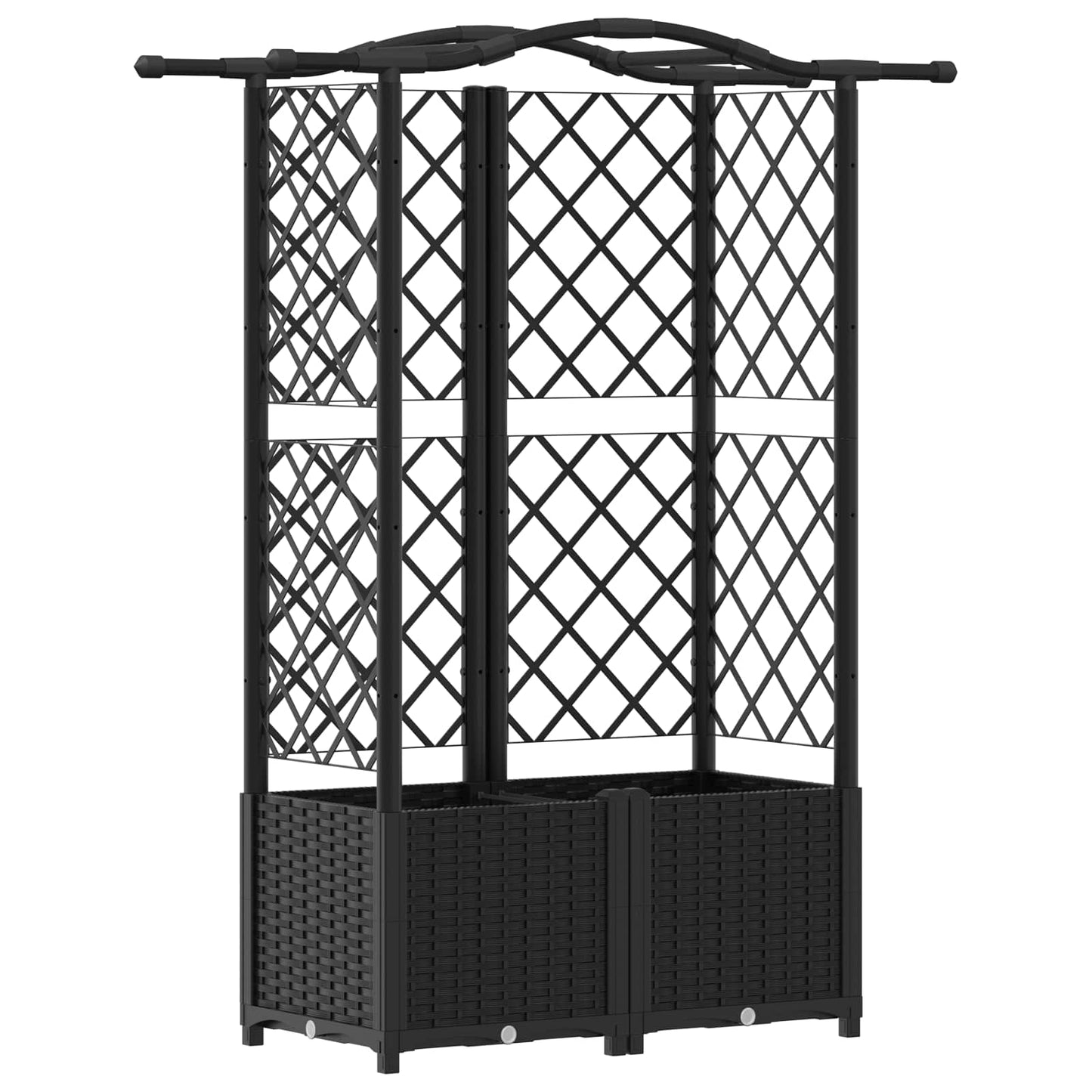 Hevet Bed med Trellis og Tak Svart 122 x 40 x 141 cm PP