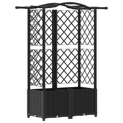 Hevet Bed med Trellis og Tak Svart 122 x 40 x 141 cm PP