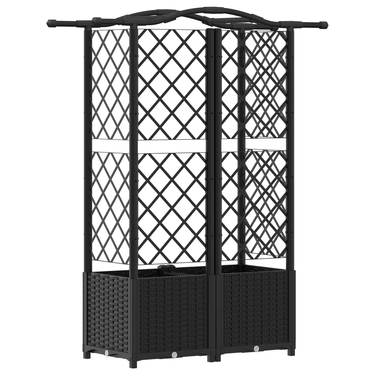 Hevet Bed med Trellis og Tak Svart 122 x 40 x 141 cm PP