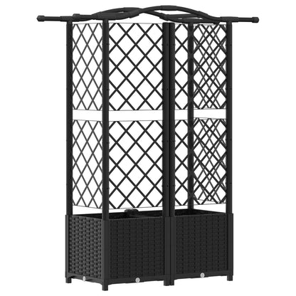 Hevet Bed med Trellis og Tak Svart 122 x 40 x 141 cm PP