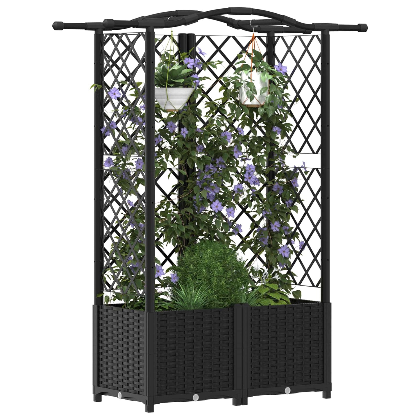 Hevet Bed med Trellis og Tak Svart 122 x 40 x 141 cm PP