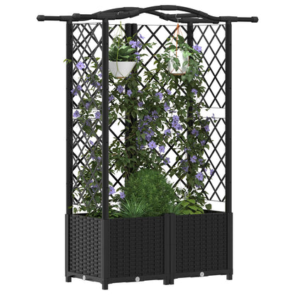 Hevet Bed med Trellis og Tak Svart 122 x 40 x 141 cm PP