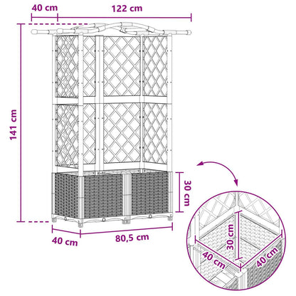 Hevet Bed med Trellis og Tak Svart 122 x 40 x 141 cm PP