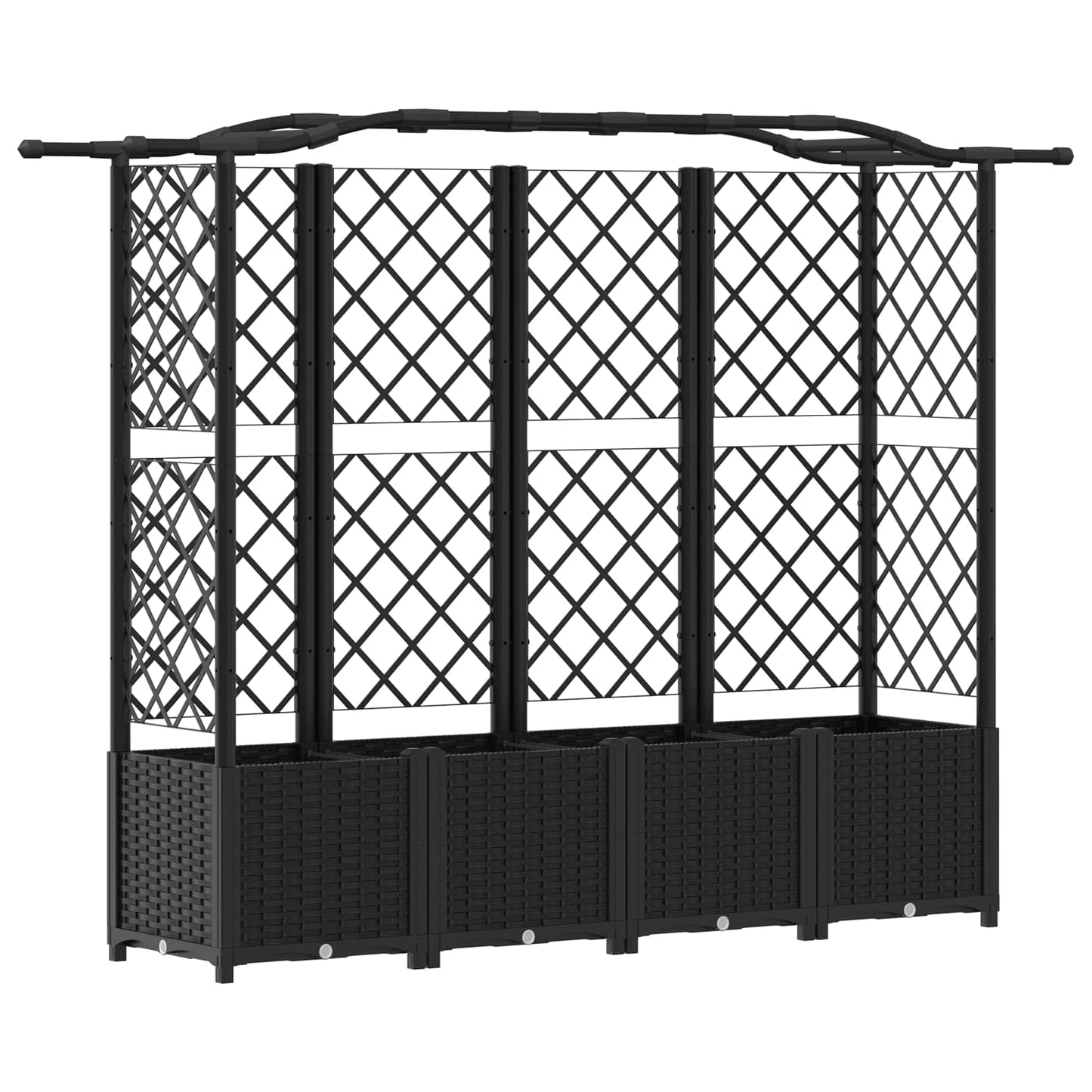 Hevet Bed med Trellis og Tak Svart 204 x 40 x 141 cm PP