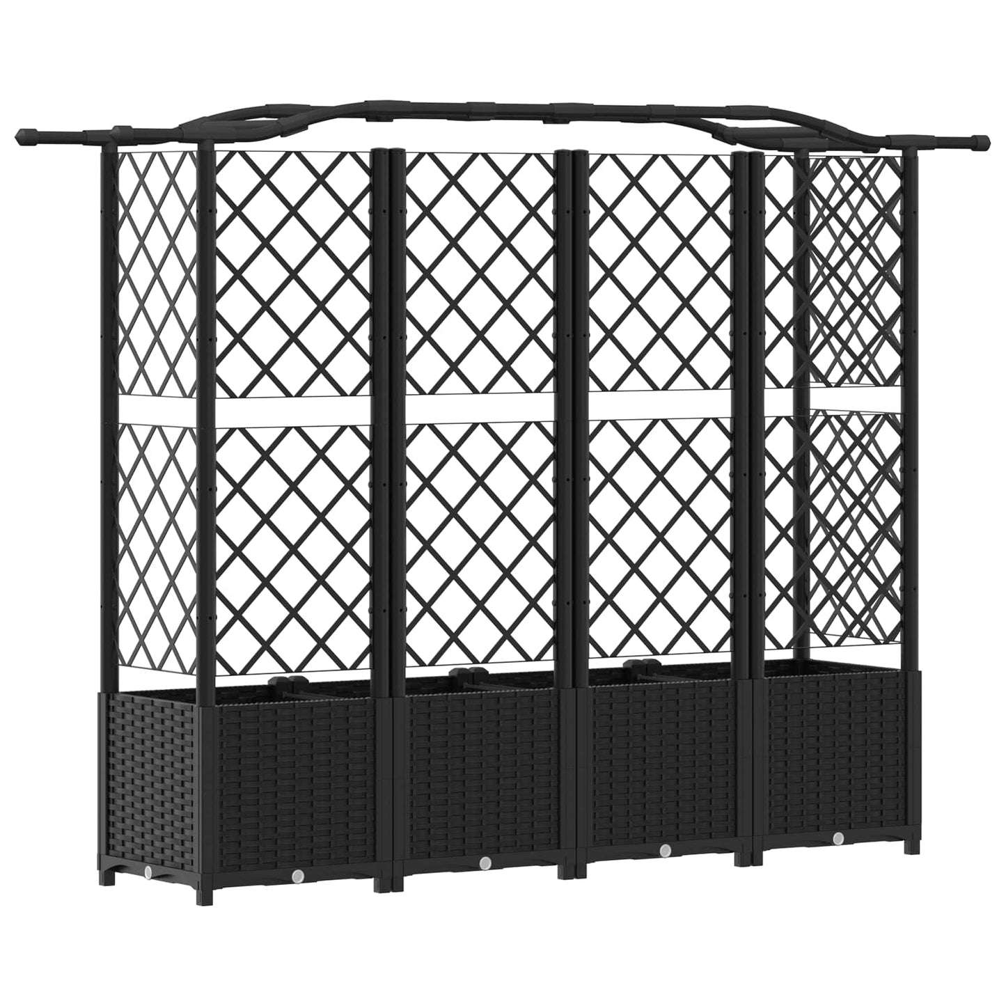 Hevet Bed med Trellis og Tak Svart 204 x 40 x 141 cm PP