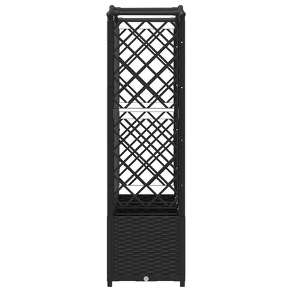 Hevet Bed med Trellis og Tak Svart 204 x 40 x 141 cm PP