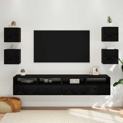 Vegghengt TV-hylle 4 pcs Svart eik 30,5 x 30 x 30 cm