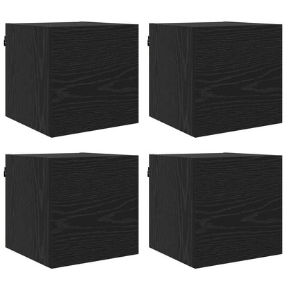 Vegghengt TV-hylle 4 pcs Svart eik 30,5 x 30 x 30 cm