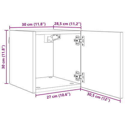 Vegghengt TV-hylle 4 pcs Svart eik 30,5 x 30 x 30 cm