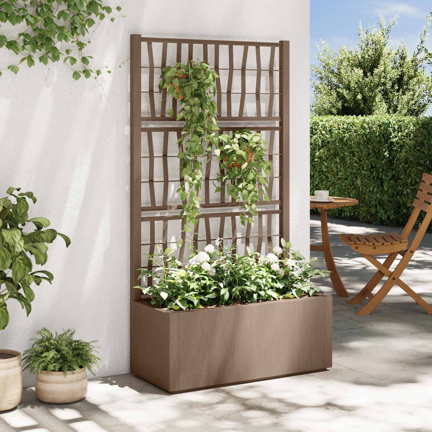 Hagepotte med klatrestativ Brun 80 x 36 x 140 cm PP