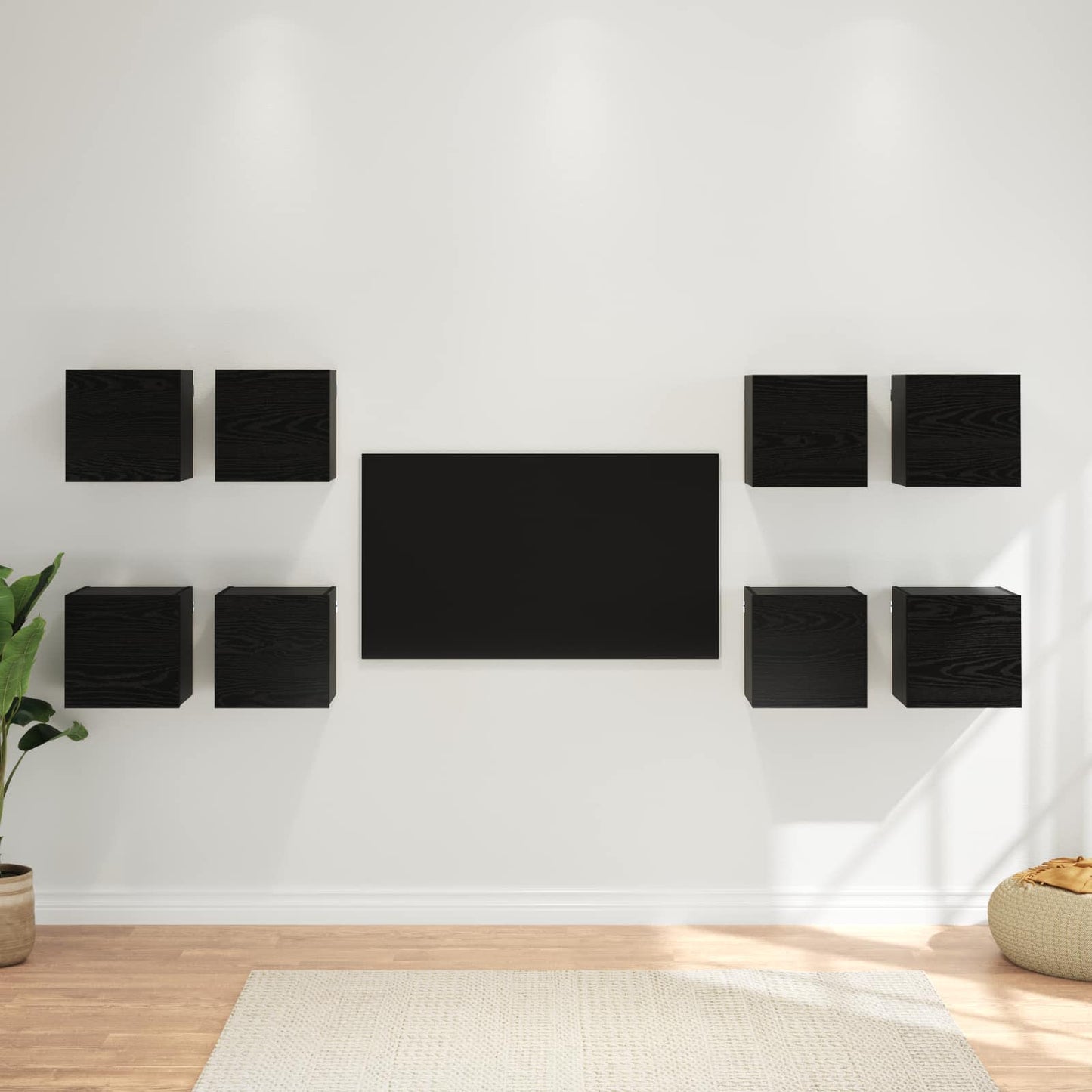 Vegghengt TV-hylle 8 pcs Svart eik 30,5 x 30 x 30 cm