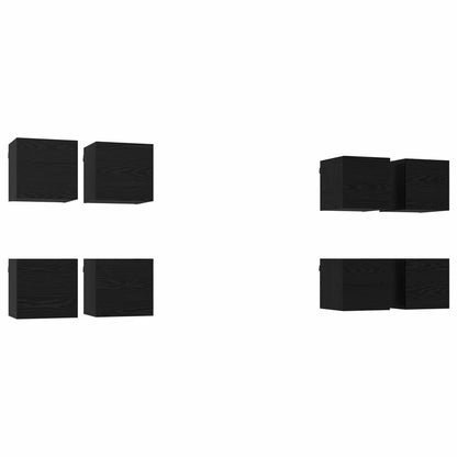 Vegghengt TV-hylle 8 pcs Svart eik 30,5 x 30 x 30 cm