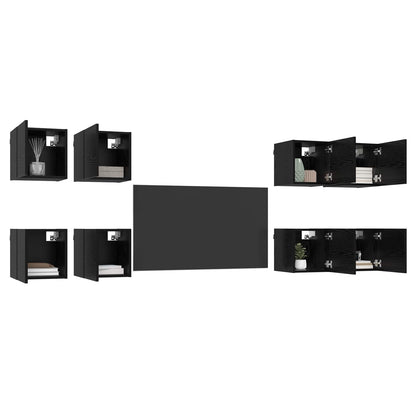 Vegghengt TV-hylle 8 pcs Svart eik 30,5 x 30 x 30 cm