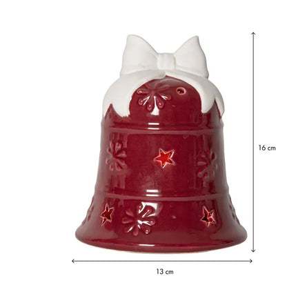 Belysning Jul Klokke i porselen LED 16 cm Rød