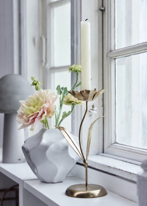 Lysestake i jern, blomst, 26 cm, gull