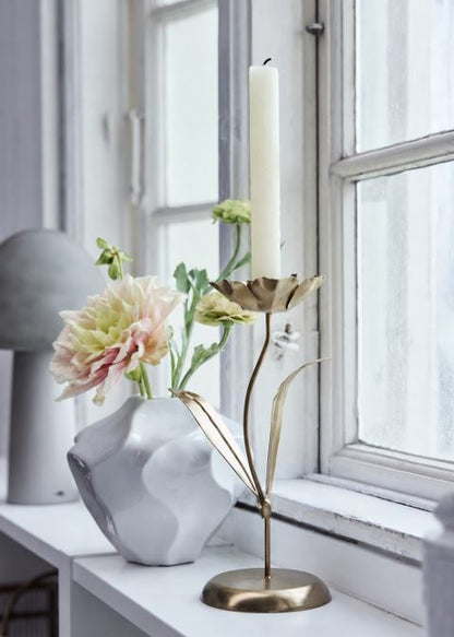 Lysestake i jern, blomst, 26 cm, gull
