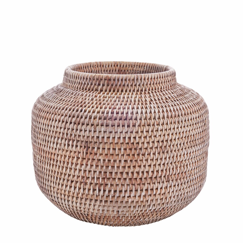 Dekorativ Kurv Blomsterpotte Norah Rattan 39x30 cm