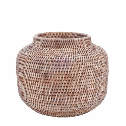Dekorativ Kurv Blomsterpotte Norah Rattan 39x30 cm