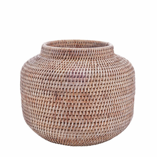 Dekorativ Kurv Blomsterpotte Norah Rattan 39x30 cm