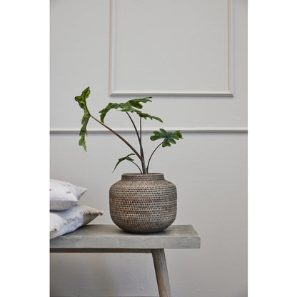Dekorativ Kurv Blomsterpotte Norah Rattan 39x30 cm