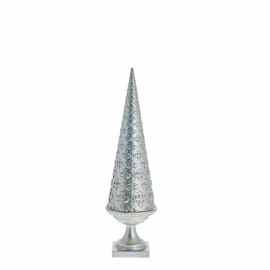 Innendørs julepynt juletre 26,5 cm antikk sølv