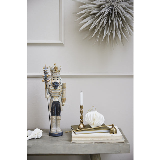Juledekorasjon nøtteknekker 39,5 cm beige/grå