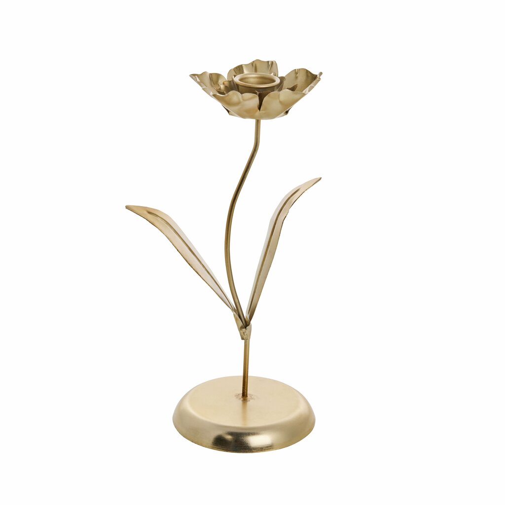 Lysestake i jern, blomst, 26 cm, gull