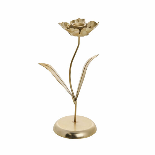Lysestake i jern, blomst, 26 cm, gull