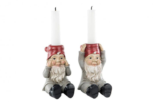 Innendørs Julepynt Nisse/Lysestake Kronelys Mix 2-pack