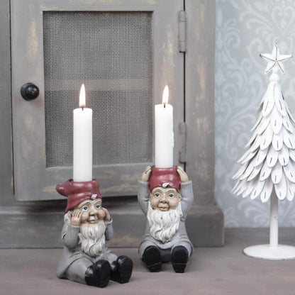 Julelysestake Nisse/Lysestake Kronelys Mix 2-pack