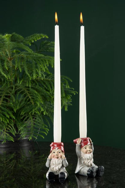 Julelysestake Nisse/Lysestake Kronelys Mix 2-pack